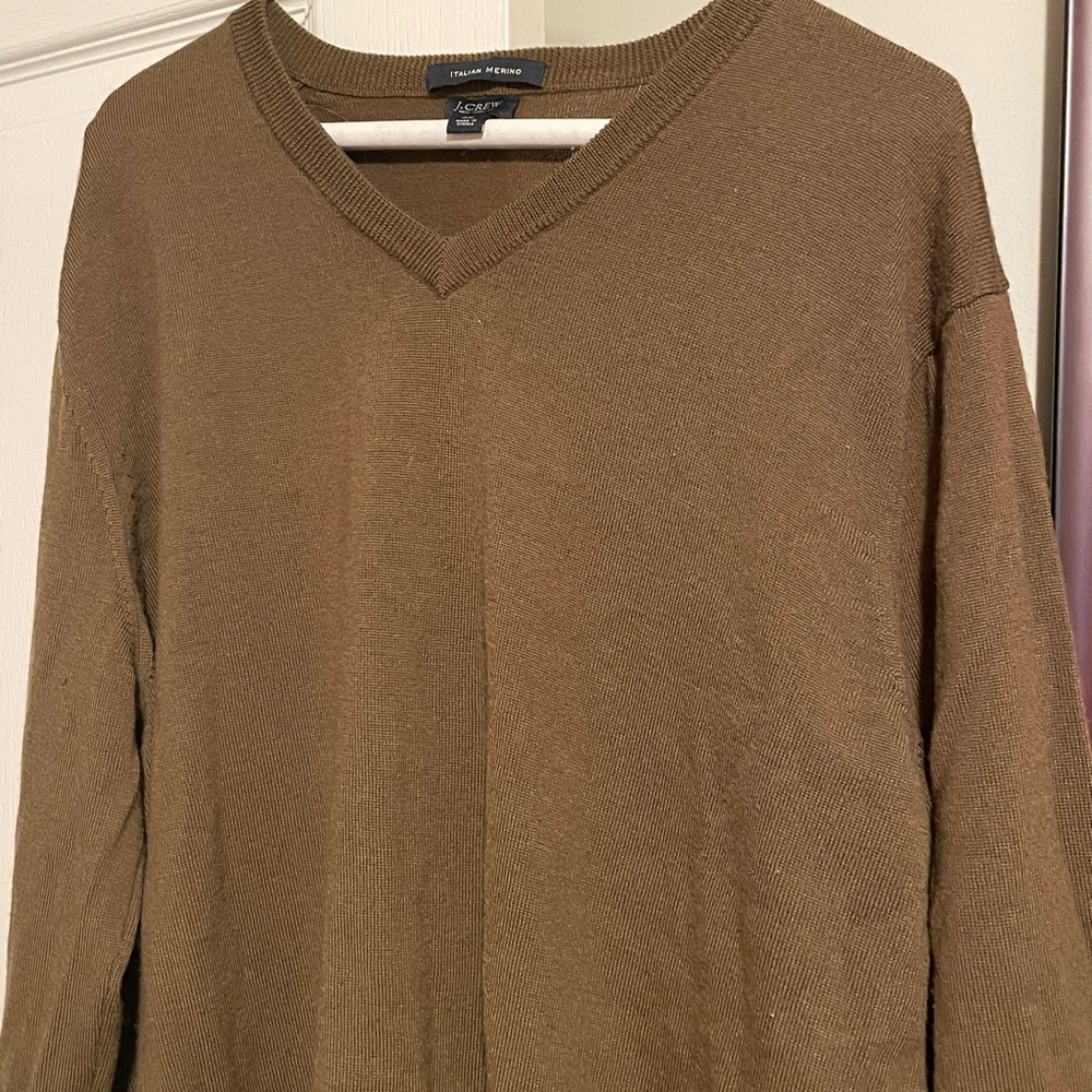 JCREW v neck merino wool sweater Olive